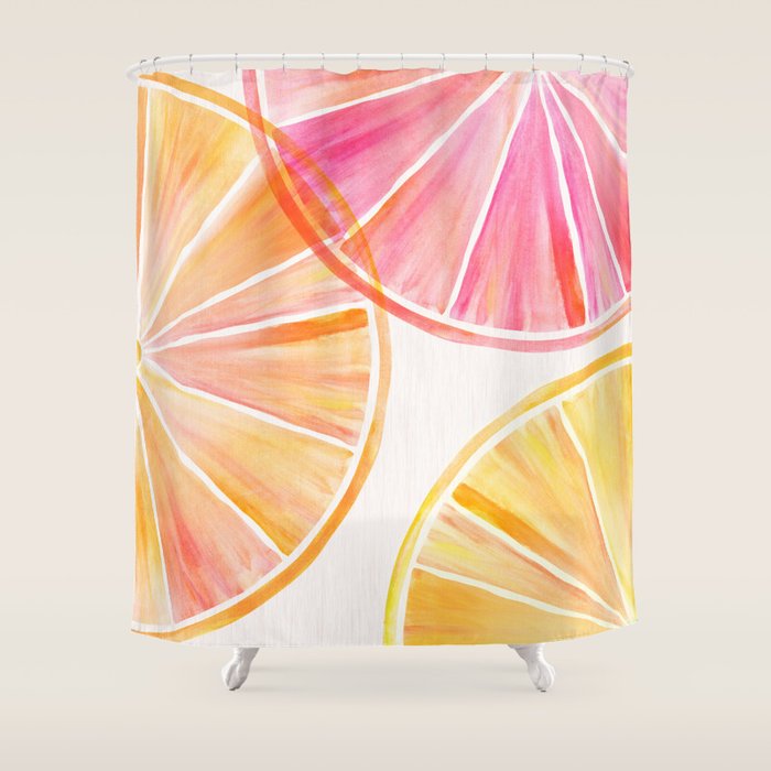 Summer Citrus Party Watercolor Shower Curtain