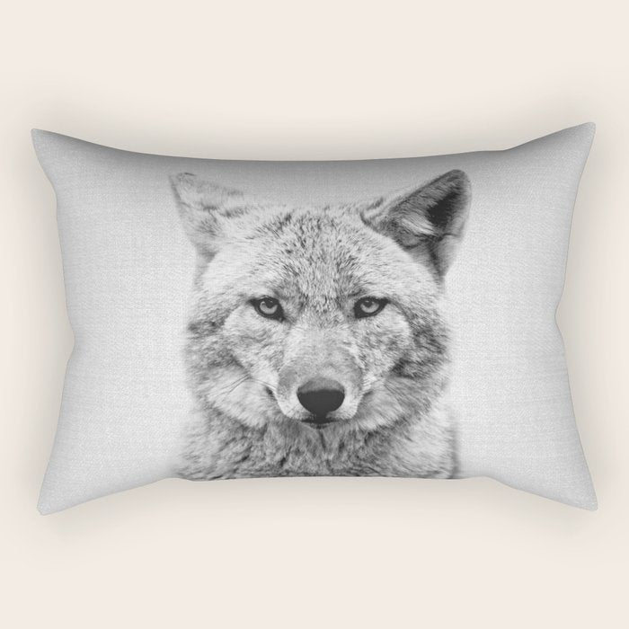 Coyote - Black & White Rectangular Pillow