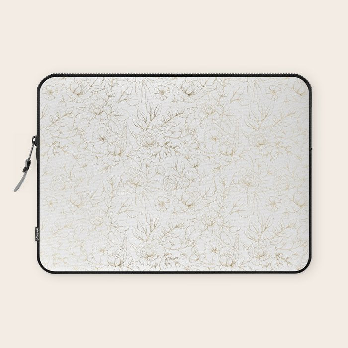 Elegant Simple Modern Faux Gold White Floral Laptop Sleeve