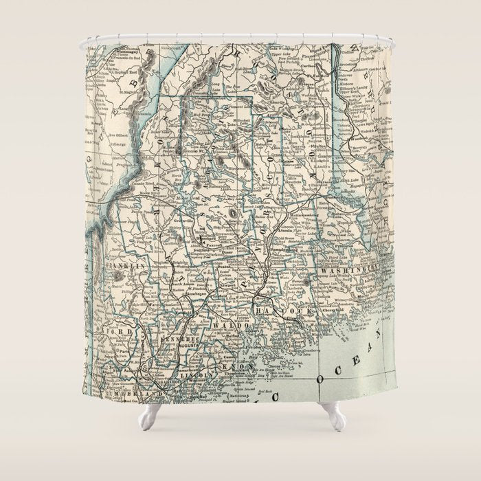 Vintage Map Of Maine (1893) Shower Curtain