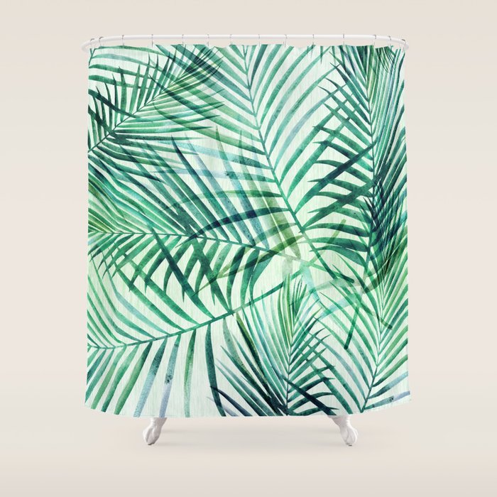 Tropical Fronds Abstract Design Shower Curtain