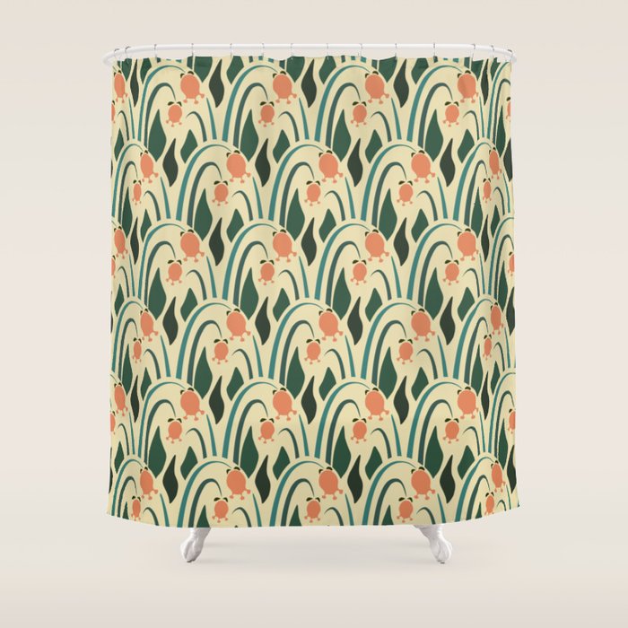 A Lot Of Flowers For Art Deco Green Shower Curtain