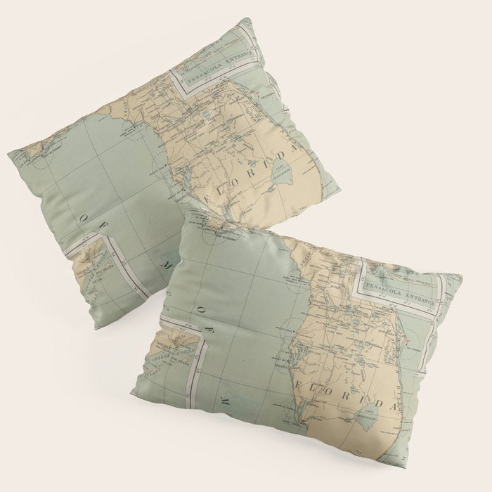 Vintage Lighthouse Map Of Florida (1898) Pillow Sham
