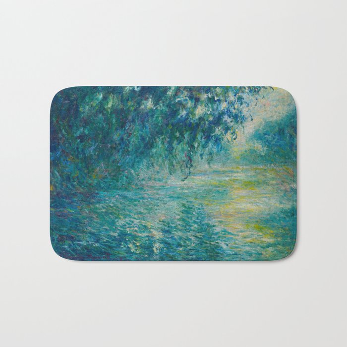 Claude Monet Impressionist Landscape Oil Painting Morning On The Seine Bath Mat