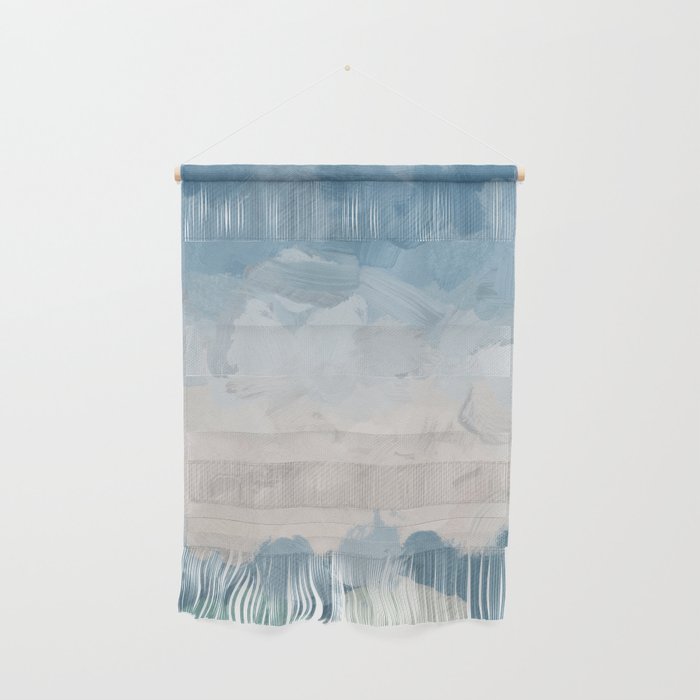 Waves On The Horizon - Mint Blue Aqua Sky Ocean Abstract Art Painting Clouds Water Waves Wall Hanging