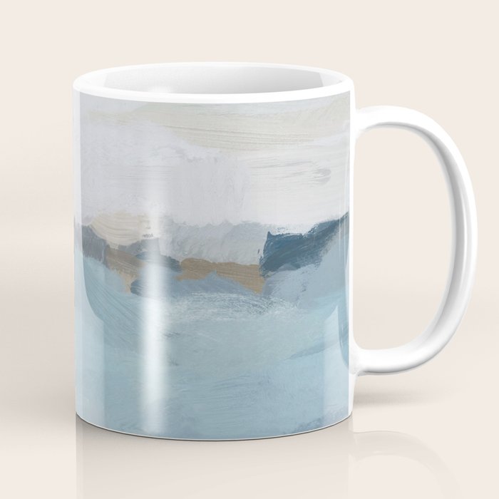 Almost Home - Navy & Baby Blue Abstract Ocean Nature Art Coastal Painting Coffee Mug