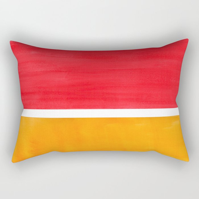 Colorful Bright Minimalist Rothko Color Field Midcentury Bright Red Yellow Squares Vintage Pop Art Rectangular Pillow