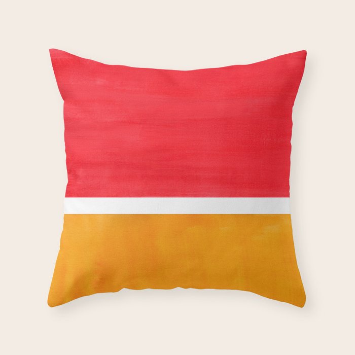Colorful Bright Minimalist Rothko Color Field Midcentury Bright Red Yellow Squares Vintage Pop Art Throw Pillow