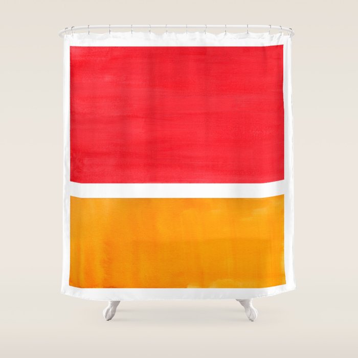 Colorful Bright Minimalist Rothko Color Field Midcentury Bright Red Yellow Squares Vintage Pop Art Shower Curtain