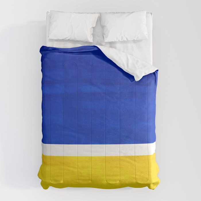 Colorful Bright Minimalist Rothko Blue Yellow Midcentury Modern Art Vintage Pop Art Comforter