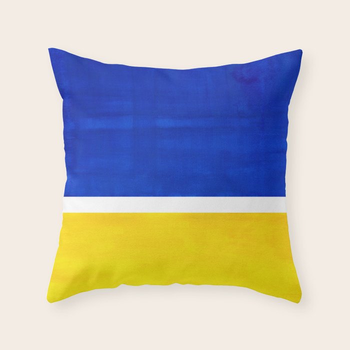 Colorful Bright Minimalist Rothko Blue Yellow Midcentury Modern Art Vintage Pop Art Throw Pillow