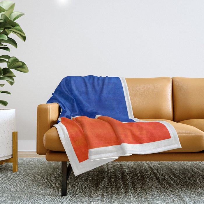 Colorful Bright Minimalist Rothko Orange And Blue Midcentury Modern Art Vintage Pop Art Throw Blanket