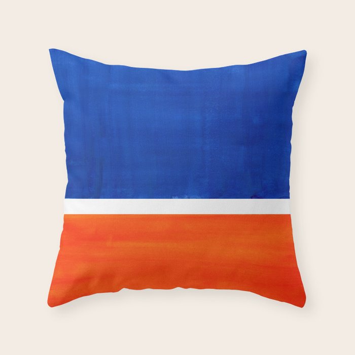 Colorful Bright Minimalist Rothko Orange And Blue Midcentury Modern Art Vintage Pop Art Throw Pillow