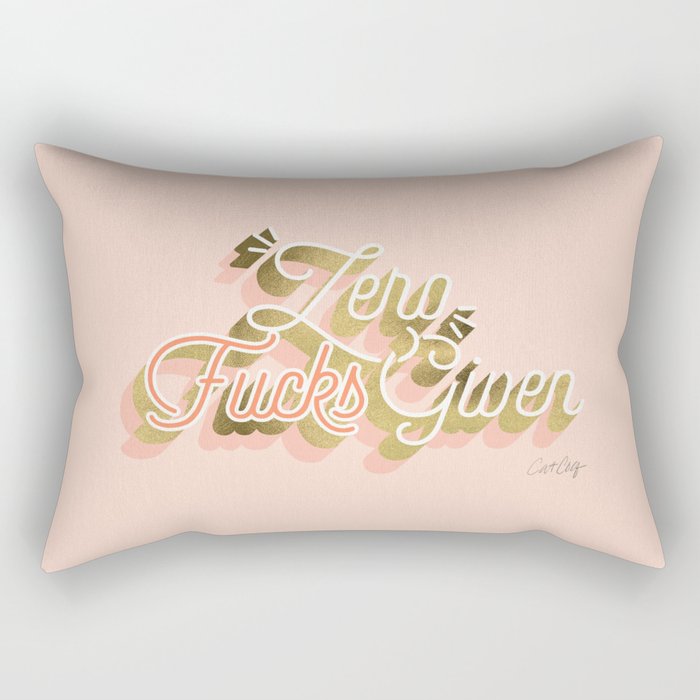 Zero F*Cks Given - Blush & Gold Palette Rectangular Pillow