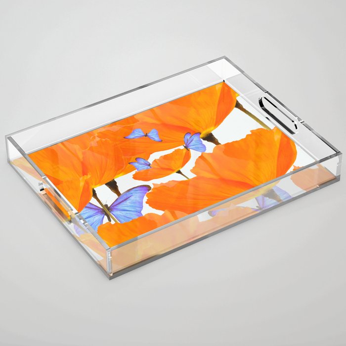 Poppies And Butterflies White Background #Decor #Homestorie #Buyart Acrylic Tray