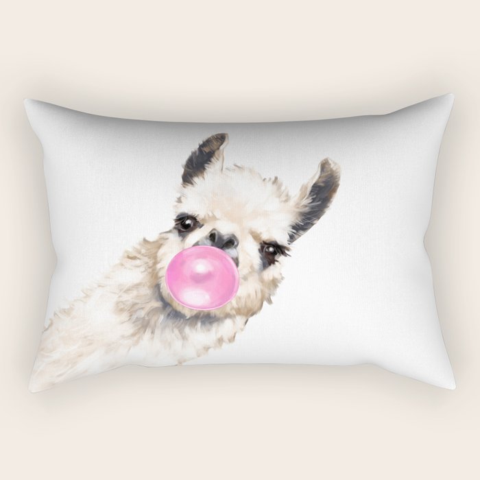 Bubble Gum Sneaky Llama Rectangular Pillow