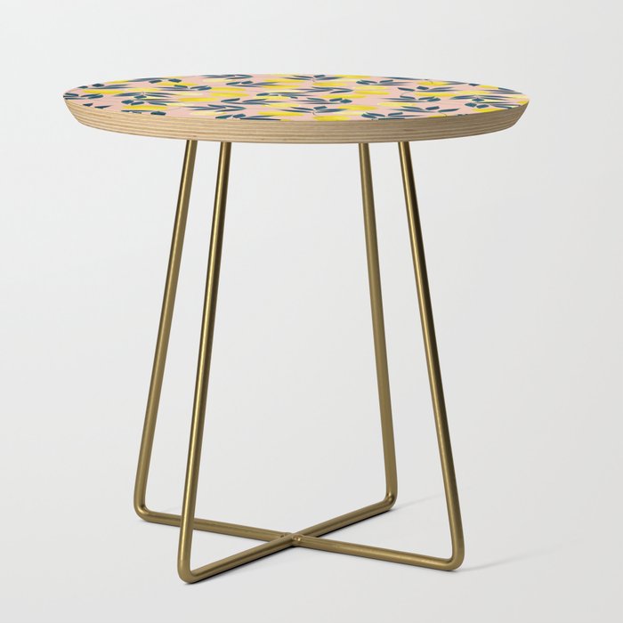 Lemon Goodness, Botanical Nature Forest Illustration, Bohemian Blush Colorful Painting Side Table