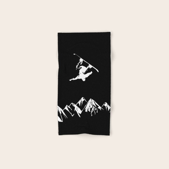 Rocky Mountain Snowboarder Catching Air Bath Towel