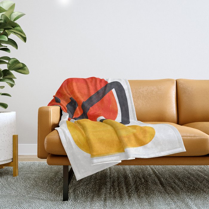 Midcentury Modern Colorful Abstract Pop Art Space Age Fun Bright Orange Yellow Colors Minimalist Throw Blanket