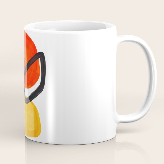 Midcentury Modern Colorful Abstract Pop Art Space Age Fun Bright Orange Yellow Colors Minimalist Coffee Mug