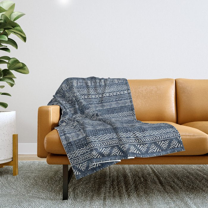 Funky Vertical Stripe In Indigo Throw Blanket