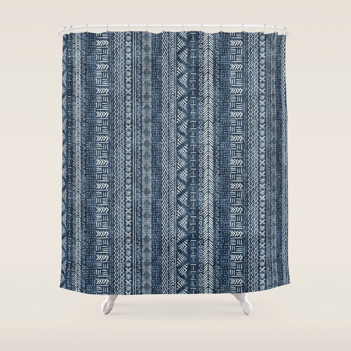 Funky Vertical Stripe In Indigo Shower Curtain