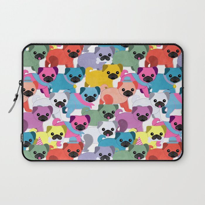 Colored Pugs Pattern - No1 Laptop Sleeve