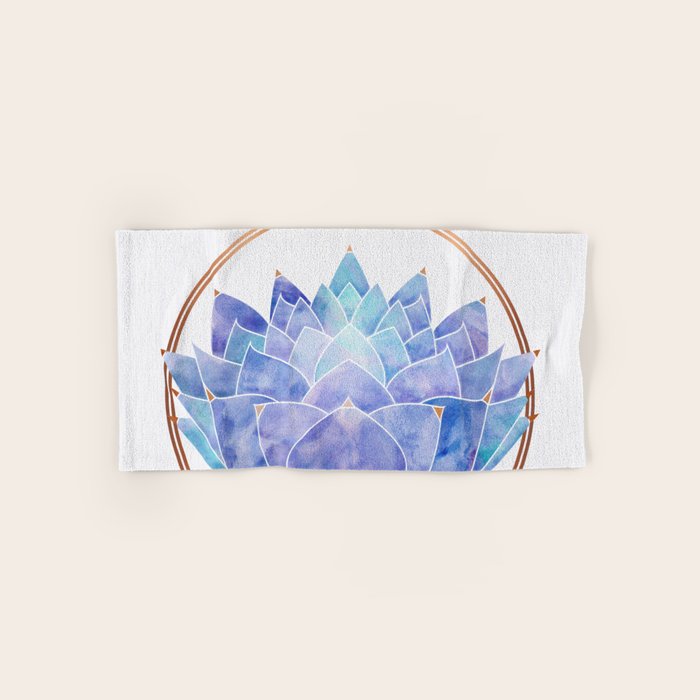 Violet Zen Lotus Flower Watercolor Bath Towel