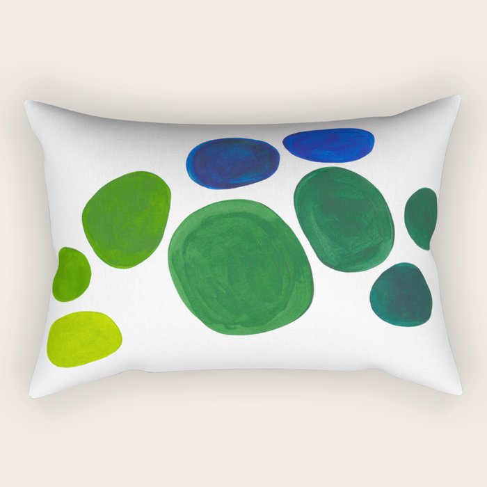 Mid Century Kusama Abstract Minimalist Colorful Pop Art Lime Green Blue Rainbow Ombre Gradient Rectangular Pillow