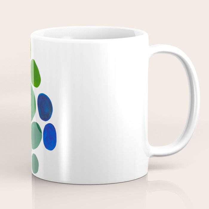 Mid Century Kusama Abstract Minimalist Colorful Pop Art Lime Green Blue Rainbow Ombre Gradient Coffee Mug