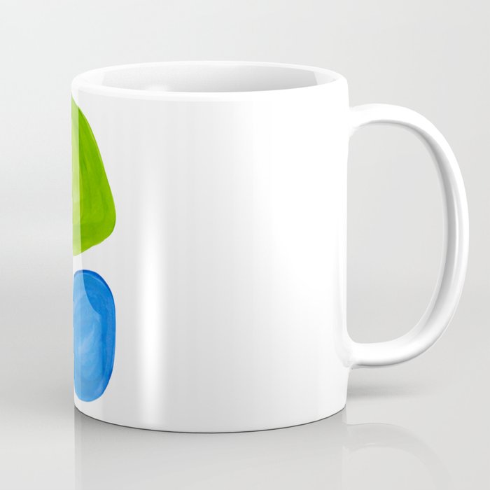 Mid Century Vintage Abstract Minimalist Colorful Pop Art Lime Green Phthalo Blue Black Bubbles Coffee Mug
