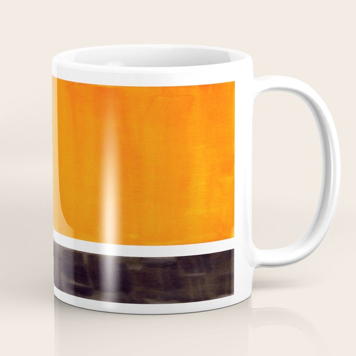 Minimalist Mid Century Modern Color Block Pop Art Rothko Inspired Golden Yellow Black Squares Coffee Mug