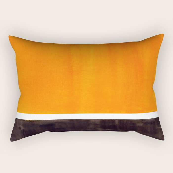 Minimalist Mid Century Modern Color Block Pop Art Rothko Inspired Golden Yellow Black Squares Rectangular Pillow