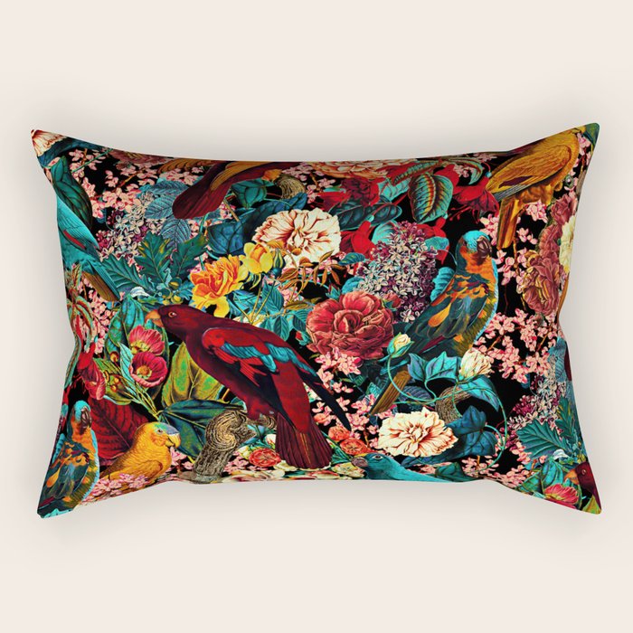Floral And Birds Xvii Rectangular Pillow