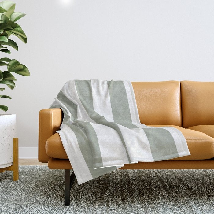 Desert Sage Grey Green Circus Tent Stripe Throw Blanket