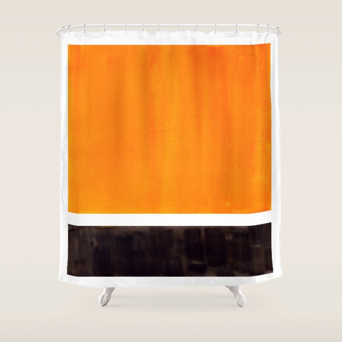 Minimalist Mid Century Modern Color Block Pop Art Rothko Inspired Golden Yellow Black Squares Shower Curtain