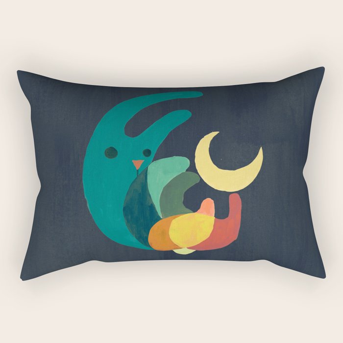 Rabbit And Crescent Moon Rectangular Pillow