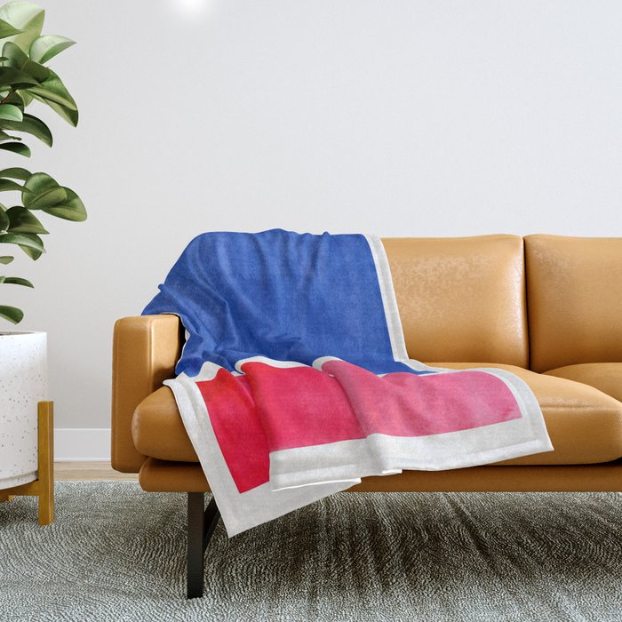 Rothko Abstract Mid Century Modern Minimalist Colorful Simple Nautical Red Blue Throw Blanket