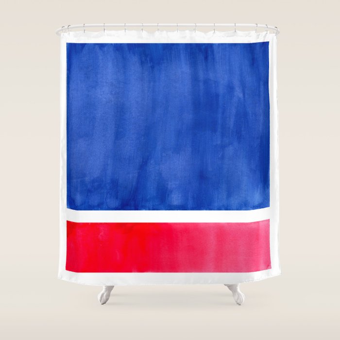 Rothko Abstract Mid Century Modern Minimalist Colorful Simple Nautical Red Blue Shower Curtain