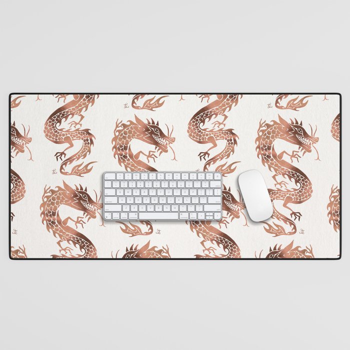Chinese Dragon - Rose Gold Palette Desk Mat