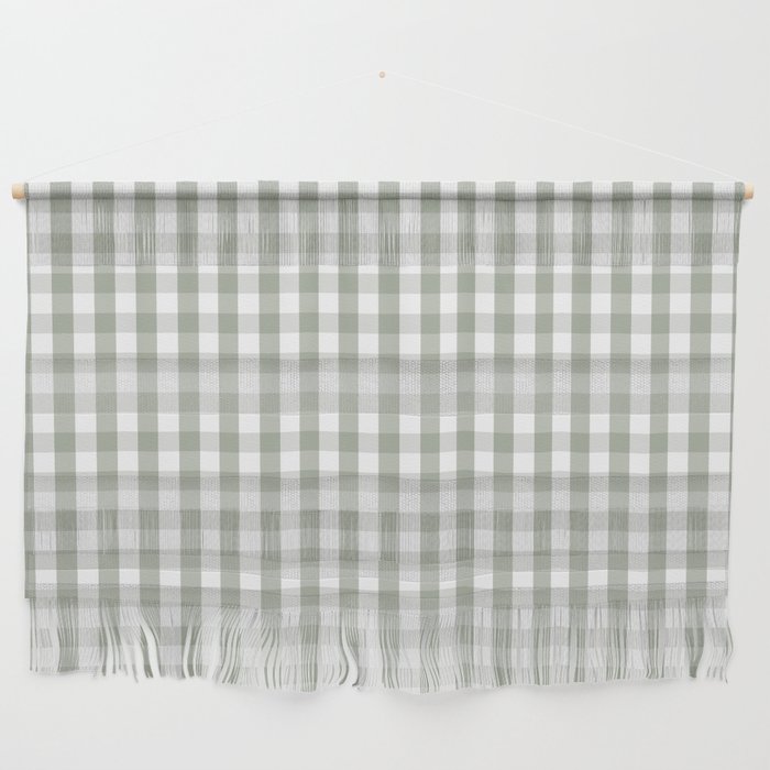 Desert Sage Grey Green And White Gingham Check Wall Hanging