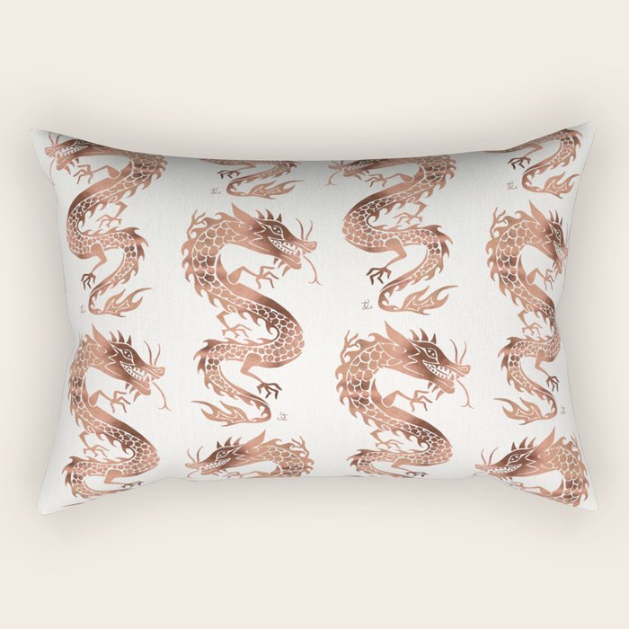 Chinese Dragon - Rose Gold Palette Rectangular Pillow