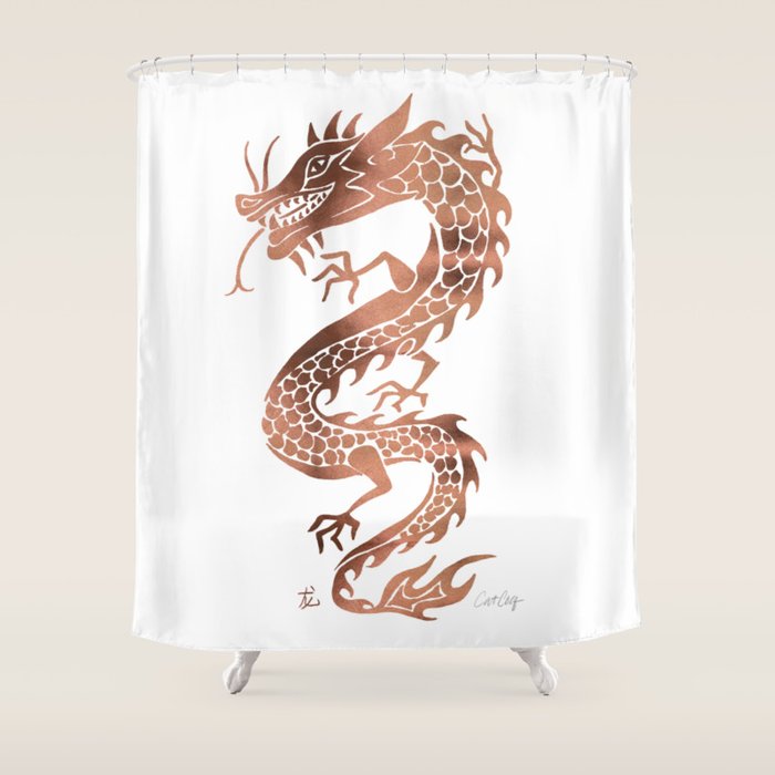 Chinese Dragon - Rose Gold Palette Shower Curtain