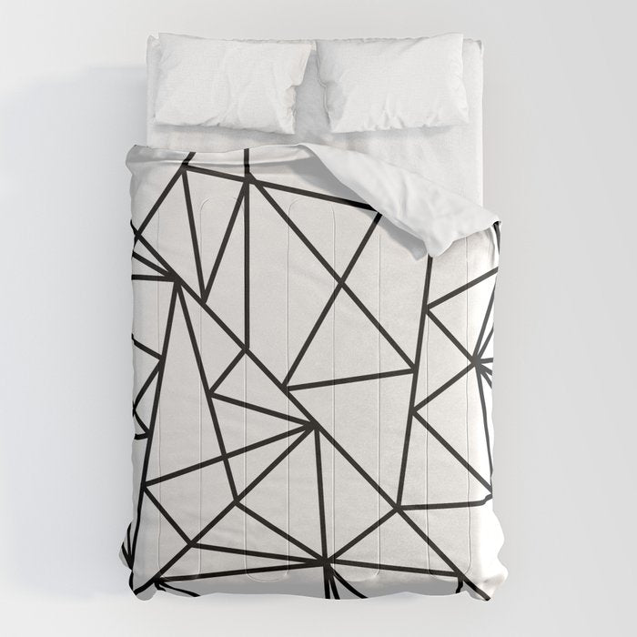 Black White Modern Abstract Geometrical Pattern Comforter