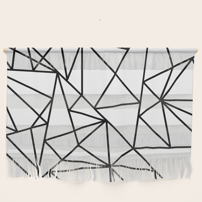 Black White Modern Abstract Geometrical Pattern Wall Hanging