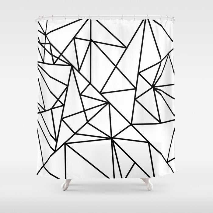 Black White Modern Abstract Geometrical Pattern Shower Curtain