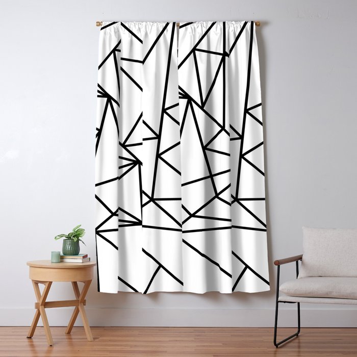 Black White Modern Abstract Geometrical Pattern Window Curtain