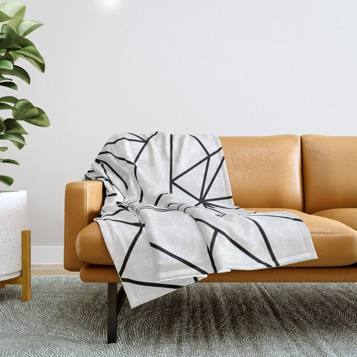 Black White Modern Abstract Geometrical Pattern Throw Blanket