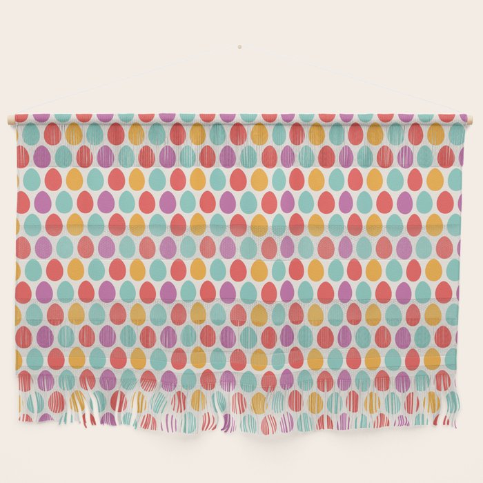 Modern Colorful Artistic Teal Pink Orange Easter Eggs Pattern Wall Hanging