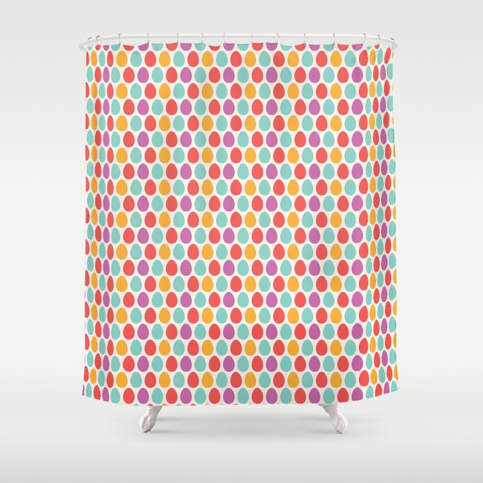 Modern Colorful Artistic Teal Pink Orange Easter Eggs Pattern Shower Curtain